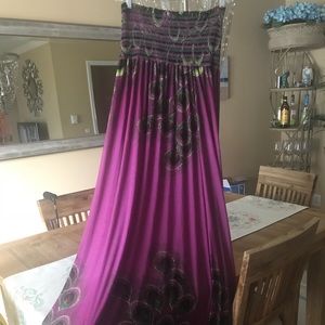 Venus strapless Maxi dress M. Peacock feather.